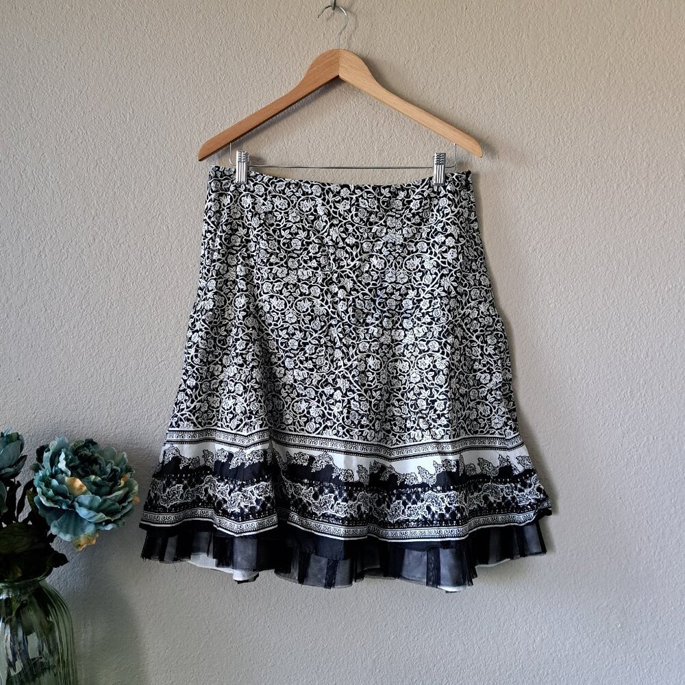Apt. 9 Black & White Vintage Y2K Layered Full Skirt Size 10